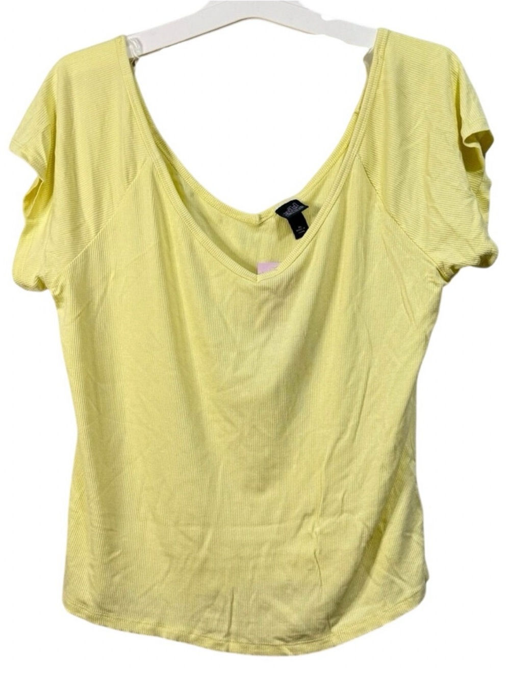 wild fable Light Yellow Scoop Neck Short Sleeve Tee